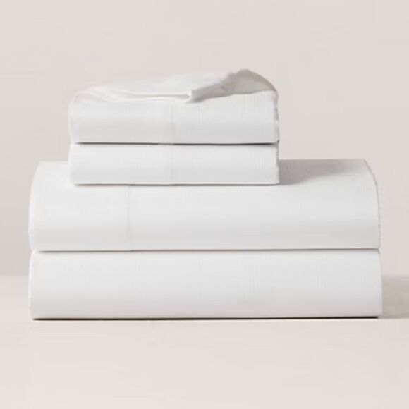 NWT Ralph Lauren King Fitted Sheet Lovan Studio White Organic Cotton - Picture 1 of 6